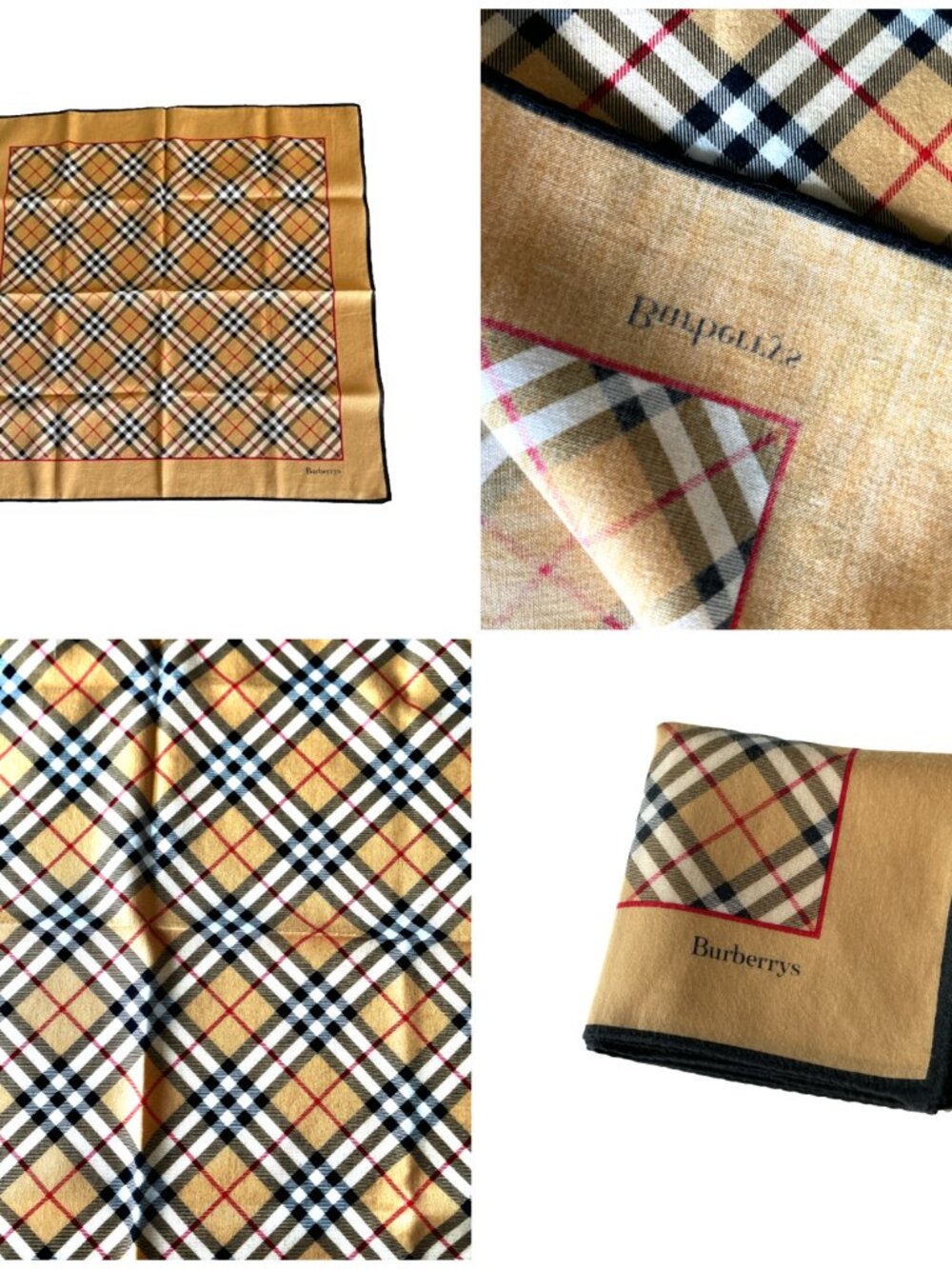Vintage Burberrys Classic Nova Check Cotton Scarf 19.5”